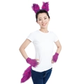 Set de cosplay de zorro de peluche morado y rosa con diadema de orejas, puños y cola - Talla única / Morado