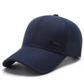 Men's navy blue cotton baseball cap with metallic 'FASHION' emblem and curved brim - Adjustable / Navy Blue