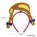 Cerchietto Oktoberfest con trecce gialle in feltro e fiocchi blu per costumi festa - Stile Trecce Marroni
