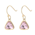 Minimalist gold triangle earrings featuring polished pink crystal and sleek gold hooks - Gold Pink Triangle Earrings (KE105514-K)