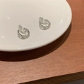 Silver zircon hoop earrings with crystal pavé and comfortable silicone clip pads - EH0297/Silver Star Zircon Ear Clip