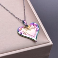 Rainbow plated stainless steel heart pendant necklace on a beige jewelry display box - Multicolor Heart Pendant Necklace