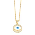 Evil eye necklace with 18K gold plated chain and sparkling cubic zirconia pendant - Style C-Classic Round Blue Eye