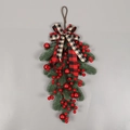 Künstliches Weihnachtsgesteck mit roten Beeren und schwarz-roter Karoschleife - Ohne Licht