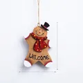 Wooden gingerbread man hanging ornament with red scarf and Welcome text for Christmas decor - Style L/Gingerbread Man with Top Hat