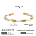 Parámetros detallados de tamaño del brazalete de acero 18K con esmalte rosa de bambú - Estilo Oro Blanco (JDB0203018-WT)