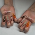 French almond press-on nails with 3D cross, spiral texture and elegant gold lines - 3D Cross Design Style (JP3524) / 24Pcs Set (Glue Included)