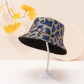 Chic leopard print sequin bucket hat in gold and blue tones with soft lining - M (56-58cm) / Blue Gold Leopard Sequin