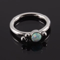 Polished silver stainless steel hinged nose ring featuring a round opal stone and steel beads - NO 11-Silver White Opal Beads / 1.2*8mm