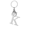 Polished stainless steel keychain featuring a modern silver-tone letter K pendant charm - Letter K / Steel
