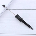 DIY black beaded ballpoint pen featuring sparkling crystal rhinestones on a metal body - Black