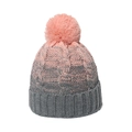 Women's gradient cable-knit beanie with a fluffy pom-pom and warm ribbed cuff - M(56-58cm) / Pink