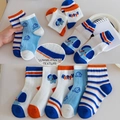 5-pack summer mesh socks for kids featuring blue elephant patterns and striped designs - Mesh-shaped Long-nosed Elephant / 3-5 Years (Feet length 13-15cm)