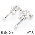 Irregular liquid metal silver earrings with fluid hollow water drop design and stud back - Style C (KE115324-KFC)