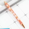 Floral retractable ballpoint pen in orange with rose gold metal accents for stationery - Style B Big Flower Watermelon Red