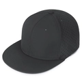 Black stretch fitted flat brim hip hop hat with laser-cut ventilation holes - Stretch 57-58 / Dark Gray