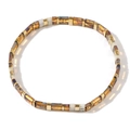 Bohemian Tila bead stretch bracelet with amber, gold, and white marble accents - Amber Gold Marble Faux Mix (TL-B24042624A)