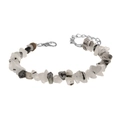 Natural black rutilated quartz chip bracelet with adjustable silver lobster clasp - Black Rutilated Quartz
