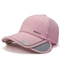 Gorra deportiva rosa con malla y visera retráctil de doble capa con letras sport - Rosa
