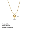 Gold heart pendant necklace in stainless steel with detailed product dimensions and specs - [XKN0385] Heart Necklace Gold