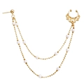 Cadena étnica dorada para nariz y oreja con perlas blancas y clip decorativo - Estilo de Perlas Artificiales (ZW559金色)