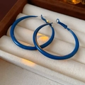 Detailopname van donkerblauwe oorringen met een minimalistische matte afwerking in doos - Dunne Ring (Zilveren Naald-Blauw)
