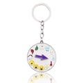 Rotating metal communication keychain with white enamel icons for emotion management - Communication Aid Keychain / Daily Status A Keychain