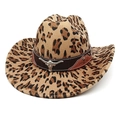 Western leopard print cowboy hat with vintage bull head emblem and curved brim - M (56-58cm) / Leopard Print