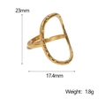 Tabla de tallas detallada del anillo dorado calado con dimensiones de 23mm de alto y peso - Dorado