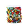 Colorful mixed beaded flower chain with gold stainless steel links for DIY jewelry making - Colorful