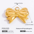 18k gold plated stainless steel bow charm pendant in 1.58cm size for DIY jewelry - PJ91020-Small Bow