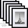 Juego de 5 marcos de fotos de 14 pulgadas en PVC negro mate con ganchos de pared - Negro - Para Uñas Que No Dejen Marcas Póngase En Contacto Con El Servicio De Atención Al Cliente. / 5x7" (12.7x17.8cm)