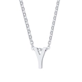 Polished silver-tone letter Y pendant necklace in stainless steel with cable chain - Letter Y / Silver