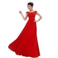 Robe de soirée rouge élégante avec broderie dentelle et jupe en mousseline - US 2(S) / Rouge