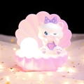 Cute pink shell night light with cartoon cat and glowing bulb for desktop decor - Night Light / Purple Cat Shell