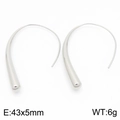 Minimalist silver long drop titanium steel hook earrings, 43x5mm curved line design - Long (43x5mm) / Silver