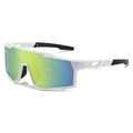 White cycling sunglasses with multi-color polarized lenses for outdoor sports and riding - White Frame Gold Mirror