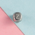Perle carrée en acier inoxydable argenté lettre Z pour fabrication de bijoux DIY - Lettre Z