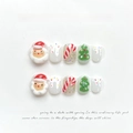 Handmade 3D Christmas press-on nails with Santa Claus and candy cane gel art designs - Extra Small (XS) / 1161-Santa Claus