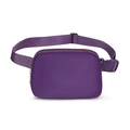Purple nylon crossbody belt bag with golden zipper and adjustable strap for sports - Purple