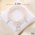 Pink and orange gradient bead bracelet with hollow butterfly and feather pendants - Pink Crackle Beads (Butterfly Charm) (K3637)