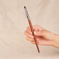 Brown wooden 202 concealer eye makeup brush with silver ferrule and pointed fiber tip - F202-Lip & Eyeliner Brush