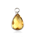 Silver pendant with teardrop-shaped yellow faceted gemstone and a circular hanging loop - Silver - November