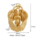 Gold-plated copper angel wings pendant with Cupid figure, size 31mm by 20mm - Bright Yellow L021101-Gold Prayer Angel 3D
