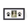Three-window black pet memorial photo frame with paw prints and golden retriever picture - Black