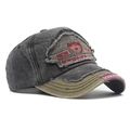 Vintage washed baseball cap in grey and green with New York embroidery at 45-degree angle - Coffee
