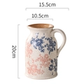 Vintage Keramikvase mit Eisrissglasur und floralen Mustern, Höhe 20cm für Deko - A096 Rosa Floral Eis Riss Wasserkocher Vase
