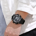 Orologio sportivo nero con display digitale analogico e cinturino in silicone opaco - Argento Nero