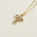 Cross necklace pendant in 14K gold plated copper with six sparkling zircon stones - Cross Style (14K Gold)
