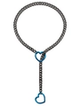 Y-Halskette aus Edelstahl in Gunmetal mit leuchtend blauen Herzringen im Cuba-Stil - Rotes Herz-6MM